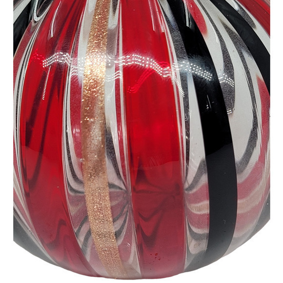 Murano Campenella Red Gold Glitter Striped Vintage‎ Glass Perfume Bottle - Picture 5 of 10